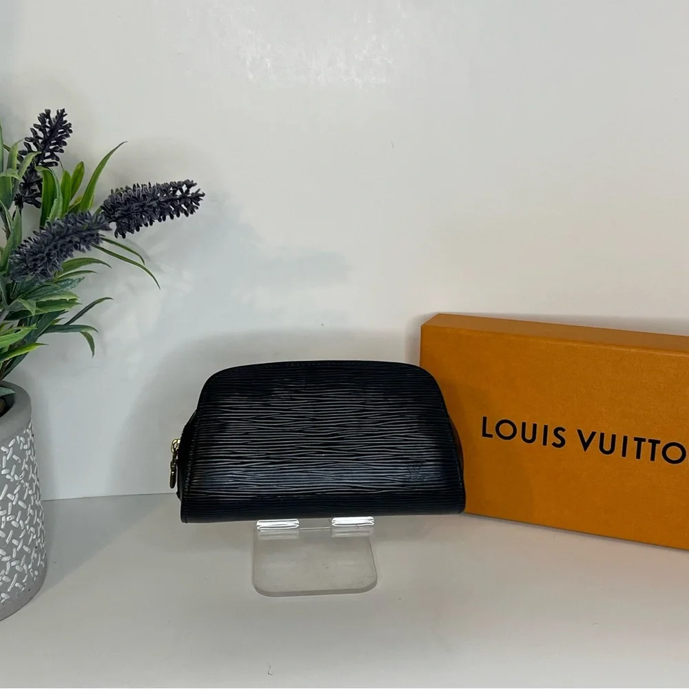 Louis Vuitton Black Epi Leather Cosmetic Pouch